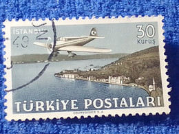 TÜRKİYE- 1940-50-    30K.    UÇAK PULLARI   DAMGALI - 1934-39 Sandjak D'Alexandrette & Hatay