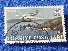 TÜRKİYE- 1940-50-    30K.    UÇAK PULLARI   DAMGALI - 1934-39 Sandjak D'Alexandrette & Hatay