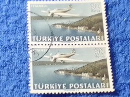 TÜRKİYE- 1940-50-    30K.    UÇAK PULLARI   DAMGALI - 1934-39 Sandjak Alexandrette & Hatay