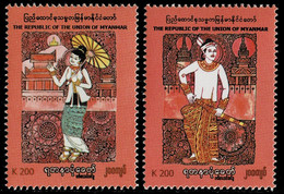 MYANMAR 2022 Mi 535-536 COSTUMES OF THE YALANARBON ERA MINT STAMPS ** - Myanmar (Burma 1948-...)