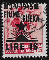 FIUME -Occup. Jugoslava - Valore Usato Da L.16 Su 75 C. MONUMENTI DISTRUTTI  Varietà Soprastampa NOT GUARANTEE - Yugoslavian Occ.: Fiume