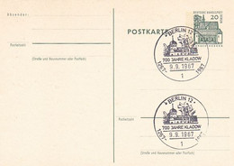 BERLIN KLADOW POSTMARKS, ARCHITECTURE PC STATIONERY, ENTIER POSTAL, 1967, GERMANY - Postales - Usados
