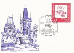 PRAGUE'88 WORLD PHILATELIC EXHIBITION, PC STATIONERY, ENTIER POSTAL, 1988, GERMANY - Postcards - Used