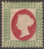 Heligoland 1869/73 Queen Victoria In Rilievo Val.in Scellini 1/4 S. -errore Verde E Rosso  N. 5/a Unificato /siglato - Héligoland