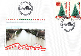 Romania 2005, FDC, Overprint Stamps, Flood Victims - Briefe U. Dokumente