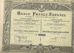 BANQUE  FRANCO - ESPAGNOL  LOT DE 3- ACTION DE 250 PESETAS OR  - ANNEE 1907 - Banco & Caja De Ahorros