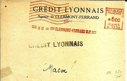 Lettre EMA Havas Flamme C 1948   Credit Lyonnais Banque  63 Clermont Ferrand A4/36 - Autres & Non Classés