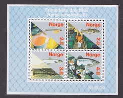 NORVEGE Y&T BLOC - FEUILLET 8 JOURNEE DU TIMBRE INDUSTRIE DU SAUMON 1987 NEUF SANS CHARNIERES - Blocks & Sheetlets