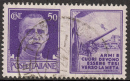 ITALIA 1942 Michel-# 307P Marke 50 Cent Violett + Kriegspropaganda-Anhängsel Michel Nb € - Kriegspropaganda