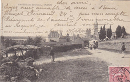 44. OUDON . CPA. VUE GENERALE. ENTREE DU VILLAGE. CIMETIERE . ANIMATION.. ANNEE 1904 + TEXTE - Oudon