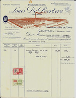 COURTRAI    -  Ets Louis De Poortere  ( Manufacture De Tapis )   1933 - Textile & Vestimentaire