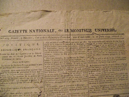 Gazette Nationale Ou Le Moniteur Universel, 27 JUIN 1794, Convention Nationale, Journal Officiel, 9 Messidor An 2 - Newspapers - Before 1800