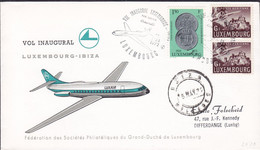 Luxembourg LUXAIR Vol INAUGURAL Caravelle Erstflug First Flight LUXEMBOURG-IBIZA 1972 Cover Brief Lettre - Storia Postale