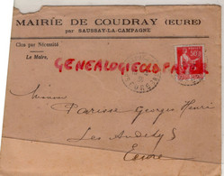 27- COUDRAY PAR SAUSSAY LA CAMPAGNE -ENVELOPPE MAIRIE MAIRE 1936- A GEORGES HENRI PARISSE LES ANDELYS- - Documentos Históricos