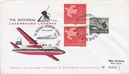 Luxembourg LUXAIR Vol INAUGURAL Erstflug First Flight LUXEMBOURG-LONDRES London 1965 Cover Brief Lettre Europa CEPT - Briefe U. Dokumente