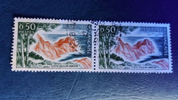 FRANCE 1963 / 1965   N° 1391   SE TENANT A TIENTE VERTE DEPOUILLEE NUANCE  OBLITERE   LAMPE U V / SCANNE 3 PAS A VENDRE - Used Stamps