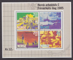 NORVEGE Y&T BLOC - FEUILLET 5 JOURNEE DU TIMBRE INDUSTRIES PETROLIERES 1985 OBLITERE - Hojas Bloque