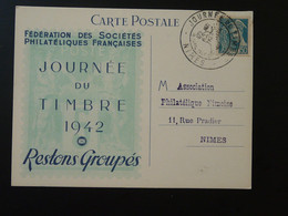 Carte FDC Card Journée Du Timbre 1942 Nimes 30 Gard - Brieven En Documenten