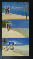 Carte Maximum Card (x3) Plage Beach Cocotier Coconut Tree Journée Mondiale Du Tourisme Polynesie Francaise 1990 - Maximum Cards