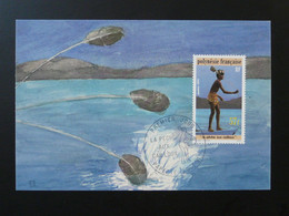 Carte Maximum Card Pêche Aux Cailloux Traditional Fishing Polynesie Francaise 1991 - Cartes-maximum