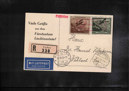 Liechtenstein 1930 1.Postflug Vaduz - St. Gallen Auf Postkarte Mit Luftschiff Graf Zeppelin Ueber Liechtenstein - Aéreo