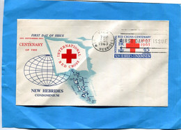 Enveloppe Illustrée- F D C -Centenary RED CROSS-1963 Port Villa - Covers & Documents