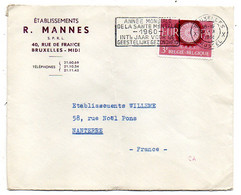 BELGIQUE--1960-- Lettre BRUXELLES  Pour NANTERRE-92 (France)..timbre Europa Seul Sur Lettre. Cachet"année Santé Mentale. - Lettres & Documents