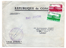 CONGO -1966-- Lettre   Pour NANTERRE-92 (France).....timbres Sur Lettre.... Cachet --.personnalisée Aéronautique Civile - Brieven En Documenten