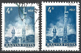 Hungary 1964 - Mi 2012 - YT 1572 ( Television Tower ) Two Shades Of Color & Size - Varietà & Curiosità