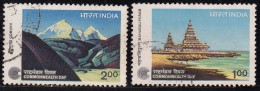 India Used 1983, Set Of 2, Commonwealth Day, Temple & Glacier, Snow, Mountains, (Sample Image) - Gebruikt