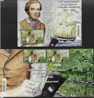 2022 Polynésie Française N°  Nf** MNH. Bloc Et 2 Timbres. 140 éme Anniversaire De La Mort De Charles DARWIN. - Ungebraucht