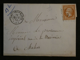 BM7  FRANCE   BELLE  LETTRE   1856  CHALON S MARNE   + NAPOLEON   10C N°13 + + AFFRANC. PLAISANT ++ - 1853-1860 Napoleon III