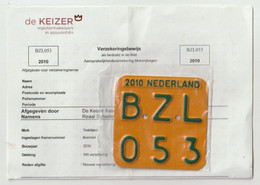 License Plate-nummerplaat-Nummernschild Moped-wheelchair Nederland-the Netherlands 2010 - Placas De Matriculación