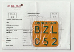 License Plate-nummerplaat-Nummernschild Moped-wheelchair Nederland-the Netherlands 2010 - Kennzeichen & Nummernschilder