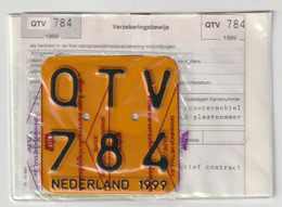 License Plate-nummerplaat-Nummernschild Moped-wheelchair Nederland-the Netherlands 1999 - Plaques D'immatriculation