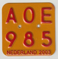 License Plate-nummerplaat-Nummernschild Moped-wheelchair Nederland-the Netherlands 2003 - Plaques D'immatriculation