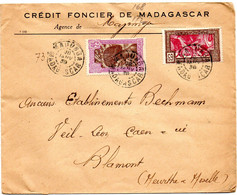MADAGASCAR 1939 = MAJUNGA  = CACHET MANUEL DOUBLE CERCLE + N° 172 + 168 - Cartas & Documentos