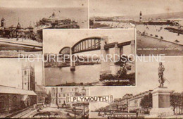 PLYMOUTH OLD B/W NOVELTY PULL OUT VIEW POSTCARD DEVON - Plymouth