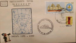 A) 1990, ARGENTINA, ANTARCTIC, NAVAL DETACHMENT ORCADAS, SHIP, NAVY DAY, XF - Storia Postale