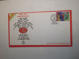 INDIA 12th  BATTALION THE MADRAS REGRET UNIT CITATION COVER 2006 - Used Stamps