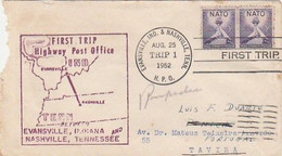United States & FDC Highway Post Office, Nashville To Tavira Portugal 1952 (7997) - 1951-1960