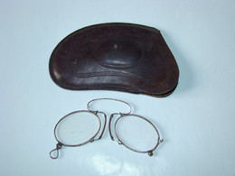 Ancienne Lunette Binocle Pince-nez + Etui En Cuir - Brillen