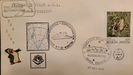 A) 1986, ARGENTINA, NAVY, ANTARCTICA, POLAR TRANSPORT, HELITRANSPORTED CORRESPONDENCE, BAHIA PARAISO, BIRD ON STAMP, XF - Brieven En Documenten