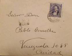 A) 1888, ARGENTINA, POST AND TELEGRAPH, SANTIAGO DERQUI, SENT TO VENEZUELA, WITH CANCELLATION BOX 16, XF - Lettres & Documents