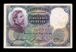 España Spain 50 Pesetas E. Rosales 1931 Pick 82 Low Serial Mbc Vf - 50 Peseten