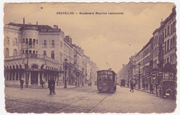 Bruxelles - Boulevard Maurice Lemonnier - Tram - Au Verso Publicité Cartes Pstales M. Moorthamers - Public Transport (surface)
