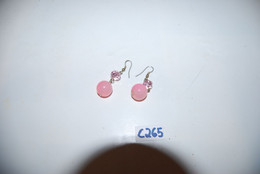 C265 Paire De Boucles D'oreilles - Pierres Roses - Vintage - Boucles D'oreilles