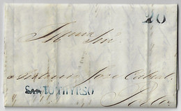 Portugal 1853 Fold Cover Sent From Santo Thirso Or Saint Thyrsus (June 16th) To Porto Postage Rate Cancel 20 Réis - ...-1853 Voorfilatelie