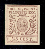 Antichi Stati Italiani - Parma - 1857 - 25 Cent (10) - Gomma Originale - Molto Bello - Diena + Raybaudi (1500) - Sonstige & Ohne Zuordnung