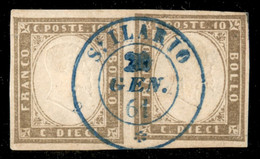Antichi Stati Italiani - Sardegna - St. Ilario (azzurro - Punti 10) - Coppia Orizzontale Del 10 Cent (14Be) Usata Il 20. - Other & Unclassified